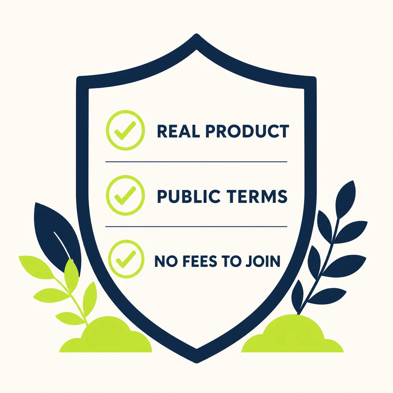 Legit affiliate program checklist A shield-shaped checklist for a legitimate affiliate program: real product, public terms, no fees to join